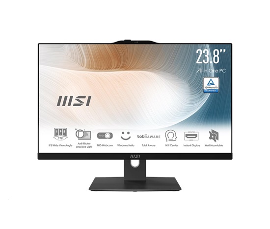 MSI PC AiO AM242TP (Modern AM242TP 1M-2021XEU), Core 5 120U, 23.8" FHD, Touch, 16GB, 512GB SSD, N/A, No OS, Black