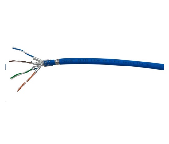 FTP kabel PlanetElite, Cat6A, drát, 4pár LS0H, Dca, stíněný, modrý, 500m