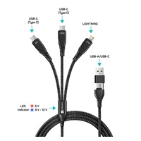 CONNECT IT Nabíjecí kabel Wirez 6v1, USB-C/USB, Lightning + 2x USB-C, 1.25m, černá