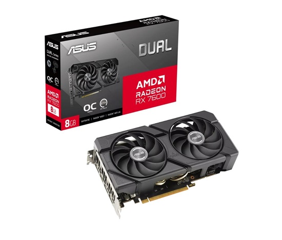 ASUS VGA AMD Radeon RX 7600 DUAL 8GB EVO OC, 8GB GDDR6, 3xDP, 1xHDMI