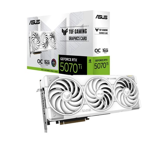 ASUS VGA NVIDIA GeForce RTX 5070 Ti TUF GAMING 16GB OC WHITE, 16GB GDDR7, 3xDP, 2xHDMI