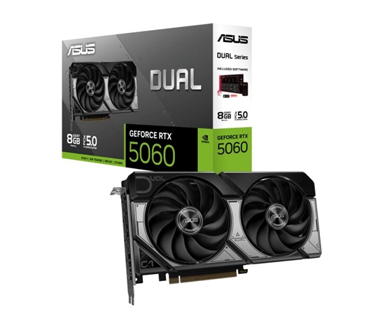 ASUS VGA NVIDIA GeForce RTX 5060 DUAL 8GB, 8GB GDDR7, 3xDP, 1xHDMI