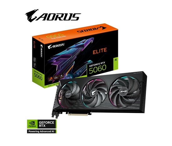GIGABYTE VGA NVIDIA GeForce RTX 5060 AORUS ELITE 8G, 8G GDDR7, 3xDP, 1xHDMI