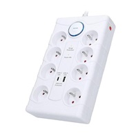 Solight přepěťová ochrana, 8z, USB A+C, 2m, bílá