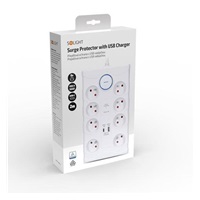 Solight přepěťová ochrana, 8z, USB A+C, 2m, bílá