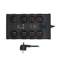 Solight přepěťová ochrana, 8z, USB A+CA, 2m, černá