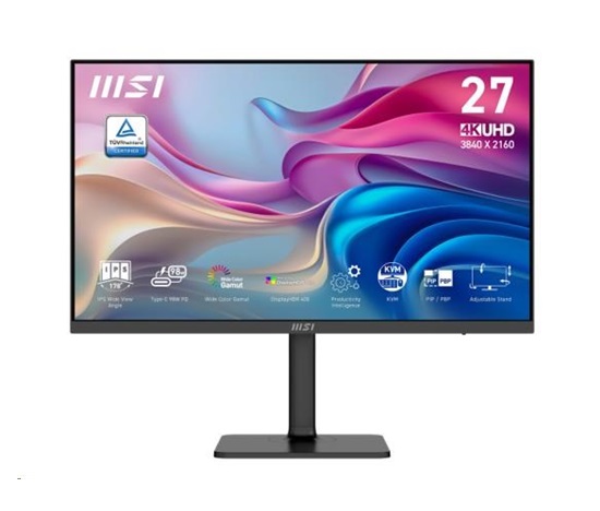 MSI LCD Modern MD272UPHW, 27", 3840x2160, IPS, 60Hz, 4ms, VESA 75x75, Black