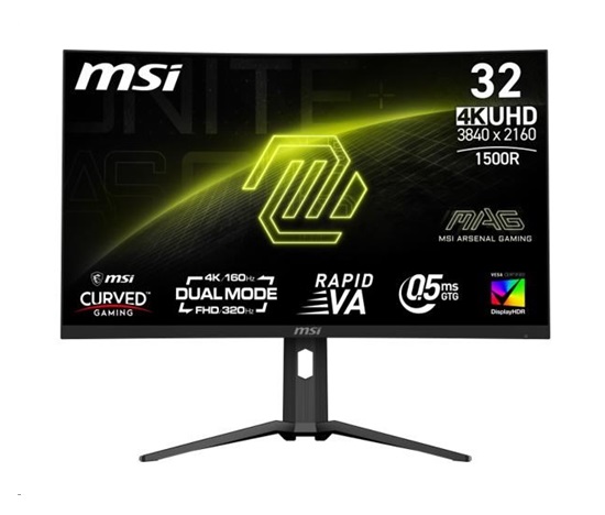 MSI LCD MAG 321CUPDF, 31.5", 3840x2160, Rapid VA, 160Hz, 0,5ms, VESA 100x100, Black