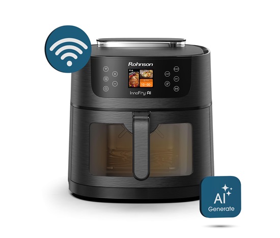 Rohnson InnoFry AI chytrá horkovzdušná fritéza, 1800 W, Wi-Fi, objem 8 l, TFT displej, černá
