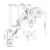 BAZAR - GEMBIRD Držák monitoru na stěnu MA-WA1-02, naklápěcí, až do 27” a 7kg, černý, poškozený obal
