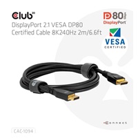 Club3D Kabel DisplayPort 2.1 na DisplayPort 2.1, VESA DP80, 8K240Hz/10K60Hz (M/M), 2m, černá