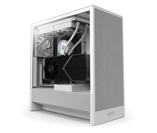 NZXT skříň H5 Flow edition / 2x120 mm fan / USB 3.0 / USB-C 3.1 / průhledná bočnice / mesh panel / bílá