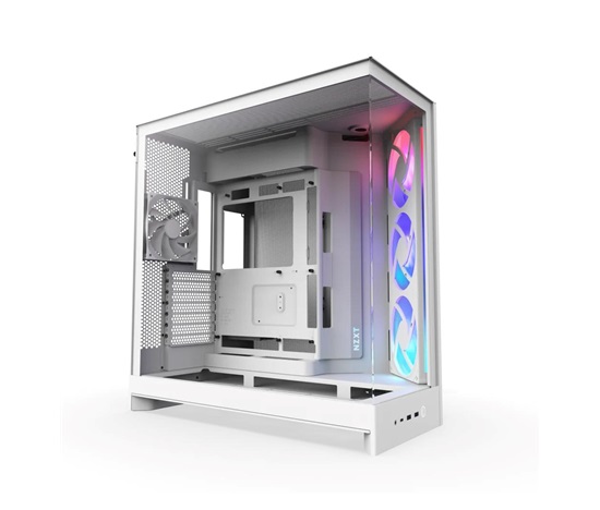 NZXT skříň H9 Flow ARGB dvoukomorová ATX / 3xRGB 140 mm / 1x 120mm fan / prosklená / bílá