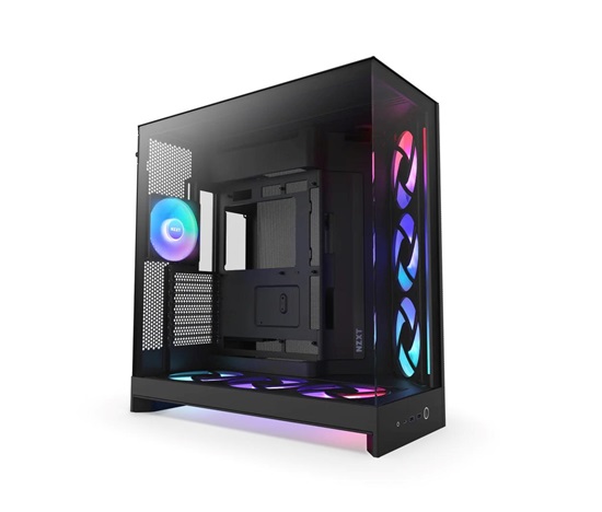 NZXT skříň H9 Flow ARGB+ dvoukomorová ATX / 6xRGB 140 mm / 1x 120mm fan / prosklená / controller / černá