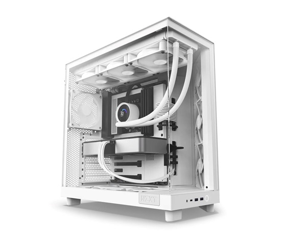 NZXT skříň H6 Flow dvoukomorová / MidT / 3x120mm fan / 2xUSB 3.2 / USB-C / prosklená bočnice i čelo / bílá