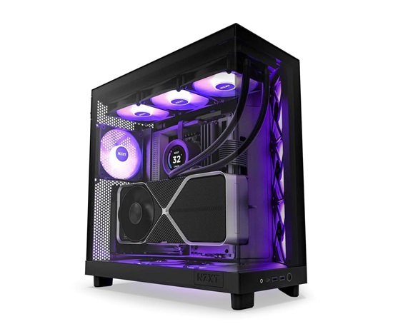 NZXT skříň H6 Flow RGB dvoukomorová / MidT / 3x120mm RGB fan / 2xUSB 3.2 / USB-C / prosklená / černá