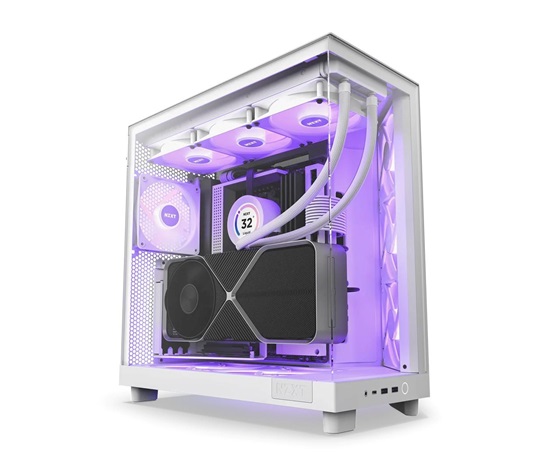 NZXT skříň H6 Flow RGB dvoukomorová / MidT / 3x120mm RGB fan / 2xUSB 3.2 / USB-C / prosklená / bílá