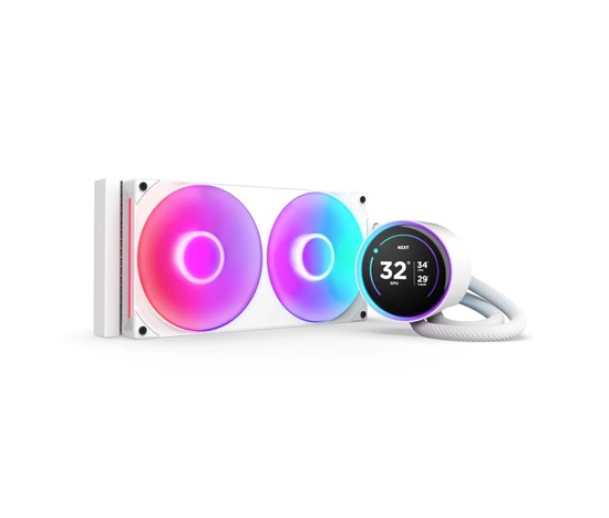NZXT vodní chladič Kraken 280 ELITE RGB / 2x140mm RGB fan / 4-pin PWM / LCD disp. / 6 let / bílá