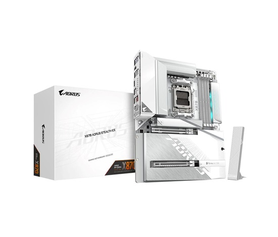 GIGABYTE MB Sc AM5 X870 AORUS STEALTH ICE, AMD X870, 4xDDR5, 1xHDMI, 2xUSB4, WiFi