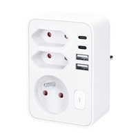 Solight rozbočka, 1x 16A + 2x 2,5A, 2xUSB A+C, bílá, vypínač