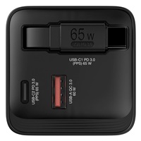 VERBATIM GaN Nabíječka do sítě, S kabelem, USB-C, USB-A, černá