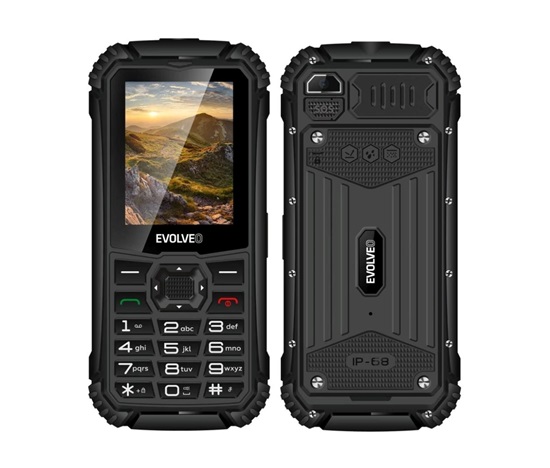 EVOLVEO StrongPhone Q1, vodotěsný odolný Dual SIM telefon, černý