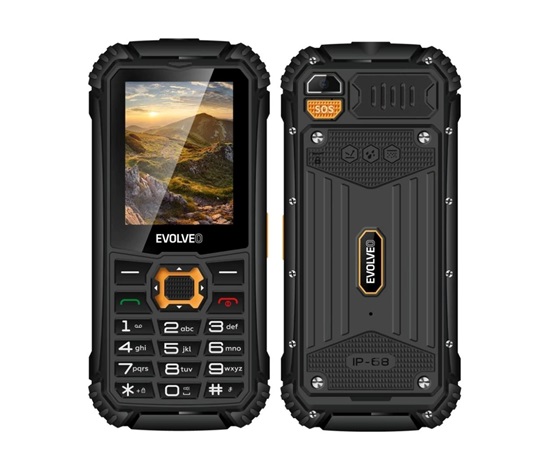 EVOLVEO StrongPhone Q1, vodotěsný odolný Dual SIM telefon, černo-oranžový