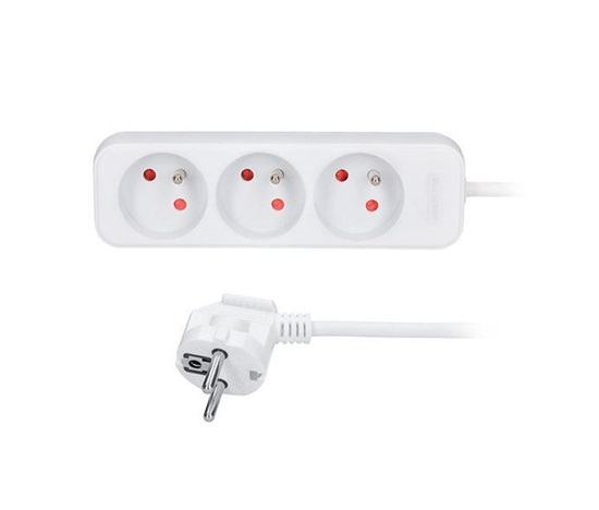 Solight prodlužovací přívod 5m, 3 zásuvky, 16A/3680W, PVC, bílý