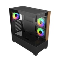 Cooler Master case Elite 690 Wood, ATX, Průhledná bočnice, 3x 120mm ARGB Fan, Černá