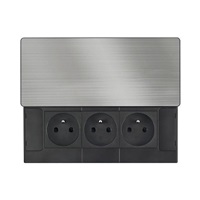 Solight vestavný blok zásuvek s posuvným krytem, 3 zásuvky, 2m, stříbrný