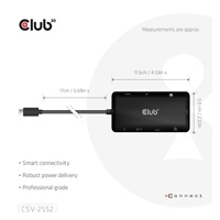 Club3D Dokovací stanice USB-C 9v1, 2xHDMI, 1xUSB-C, 1xUSB-C PD, 2xUSB, 1xRJ45, microSD/SD, černá