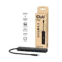 Club3D Dokovací stanice USB-C 7v1, 1xHDMI, 1xUSB-C PD, 2xUSB, 1xRJ45, microSD/SD, černá