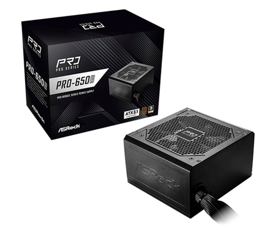 ASROCK zdroj PRO-650B, 650W, 80Plus Bronze, 120 mm, ATX 3.1