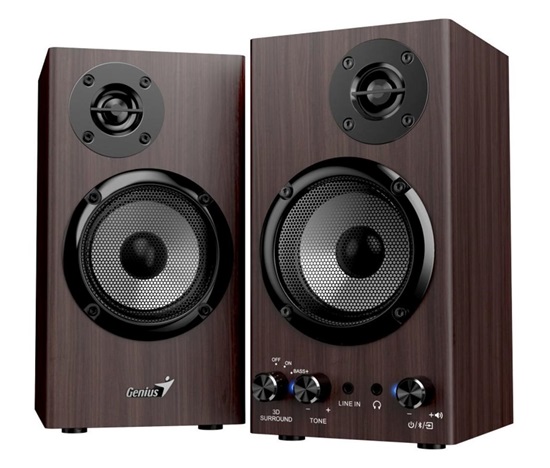 GENIUS Reproduktor SP-HF520BT, BT, 3.5mm jack, 20W, tmavé dřevo