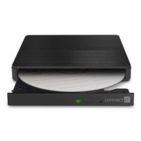CONNECT IT Externí mechanika CD/DVD 3v1 SlimDrive, čtečka MicroSD/SD, 2xUSB, USB-A/USB-C, černá