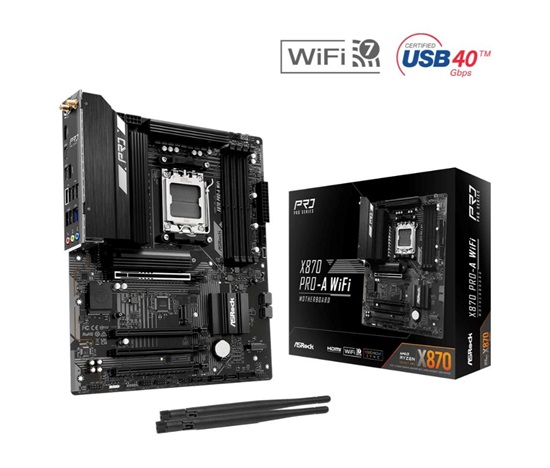 ASRock MB Sc AM5 X870 PRO-A WIFI, AMD X870, 4xDDR5, 1xHDMI, 2xUSB4, WI-FI