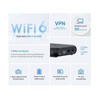 TP-Link TL-WR3002X přenosný 4G LTE WiFi6 router (AX3000, 2,4GHz/5GHz, 1x2,5GbE WAN, 1xGbE LAN, 4G LTE, 1xUSB3.0)