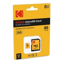 Kodak paměťová microSD karta 8GB Class10 w/adapter Extra