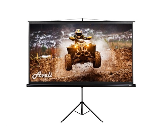 Projekční plátno AVELI stativ, 221x125cm (16:9) 100", černý tubus