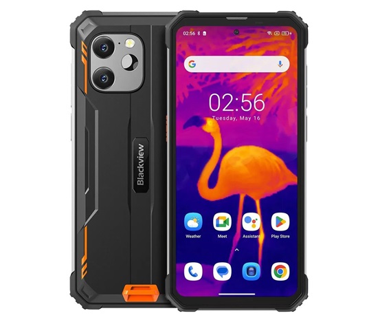 Rugged Smartphone Blackview BV8900 4G P90 8GB 256GB 10000-33W A13-D3, Thermal, Black w Orange [No Charger]