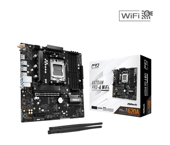 ASRock MB Sc AM5 A620AM PRO-A WIFI, AMD A620A, 4xDDR5, 1xHDMI, WIFI
