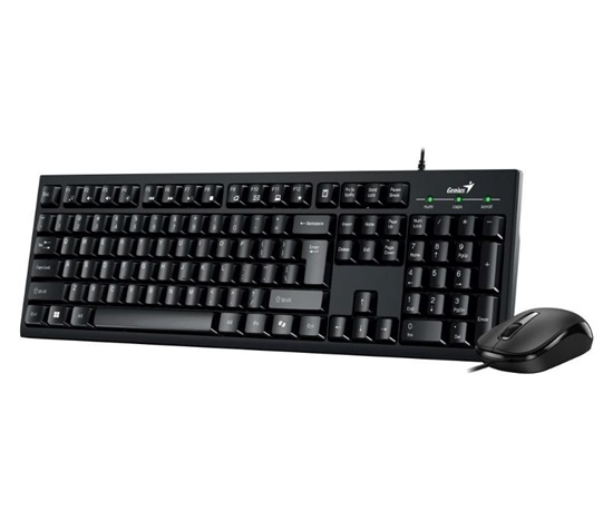 BAZAR - GENIUS set klávesnice+myš KM-100SE/ Drátový set/ Copilot/ USB/ černá/ CZ+SK layout, poškozený obal