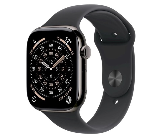 Apple Watch Series 11 GPS + Cellular 46mm Slate Titanium Case with Black Sport Band - S/M