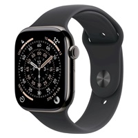 Apple Watch Series 11 GPS + Cellular 46mm Slate Titanium Case with Black Sport Band - M/L
