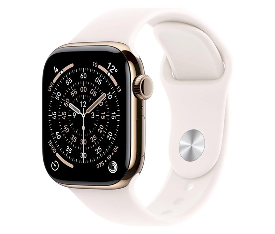 Apple Watch Series 11 GPS + Cellular 46mm Gold Titanium Case with Light Blush Sport Band - M/L