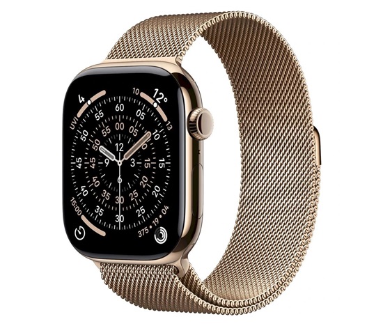 Apple Watch Series 11 GPS + Cellular 46mm Gold Titanium Case with Gold Milanese Loop - S/M