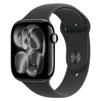 Apple Watch Series 11 GPS + Cellular 42mm Jet Black Aluminium Case with Black Sport Band - M/L