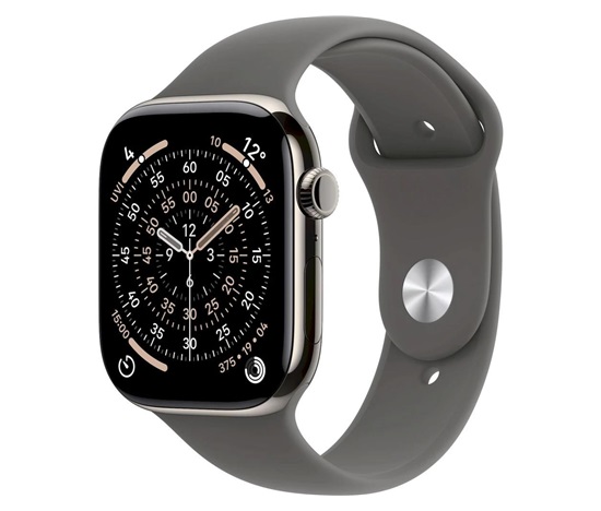 Apple Watch Series 11 GPS + Cellular 46mm Natural Titanium Case with Stone Grey Sport Band - M/L