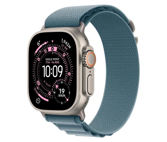 Apple Watch Ultra 3 GPS + Cellular 49mm Natural Titanium Case with Light Blue Alpine Loop - Small
