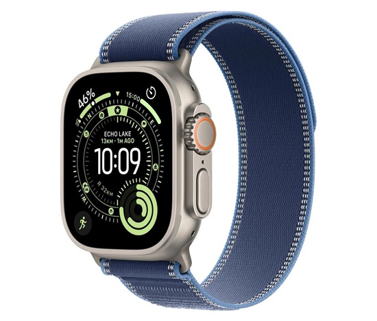 Apple Watch Ultra 3 GPS + Cellular 49mm Natural Titanium Case with Blue/Bright Blue Trail Loop - S/M
